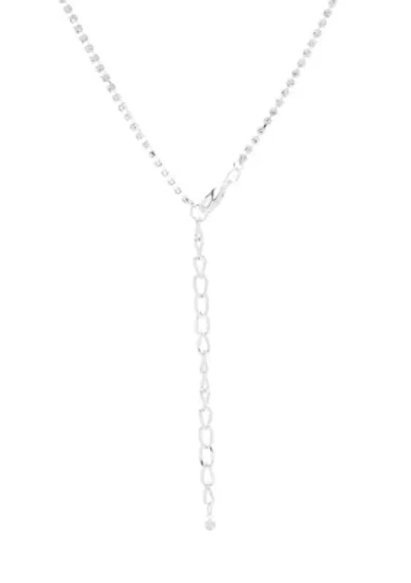 Uptown Pearl Navette Crystal Y Necklace