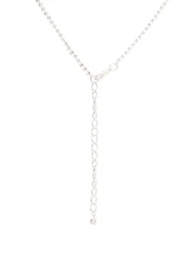 Silver Tone 18'' Halo Flower Y Necklace