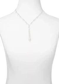 Silver Tone Y Neck Crystal Necklace