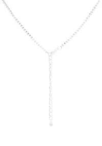 Silver Tone Y Neck Crystal Necklace