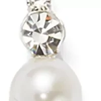 Silver Tone Extra Elegant Linear Pearl Drop Earrings