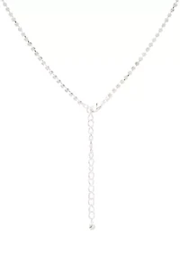 Silver Tone 16'' Oval Halo Button Pendant Necklace