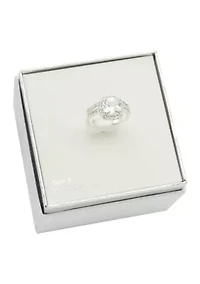 Lab Created Silver Cushion Cut Cubic Zirconia Ring