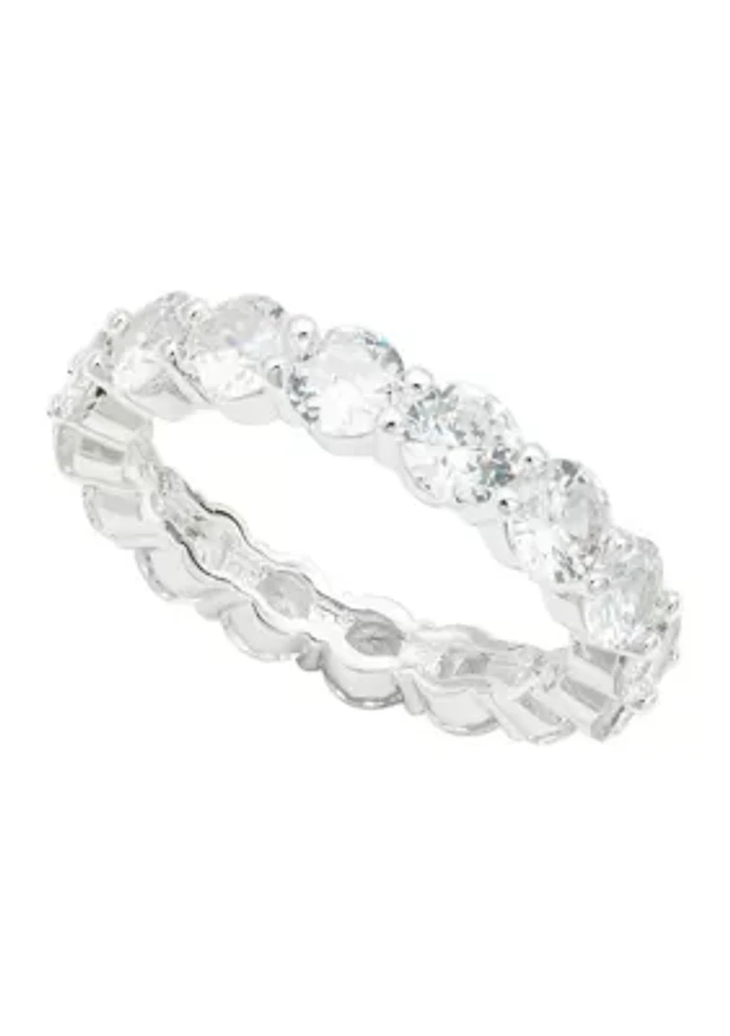 Lab Created Silver Cubic Zirconia Eternity Band Ring