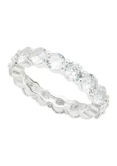 Lab Created Silver Cubic Zirconia Eternity Band Ring
