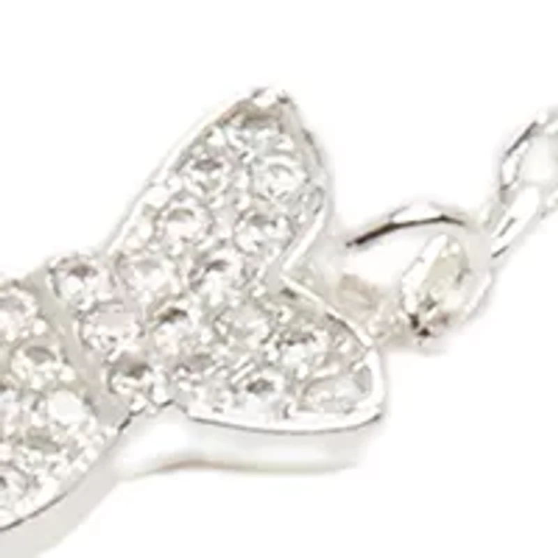 Silver Tone Cubic Zirconia Pavé Double Row Necklace