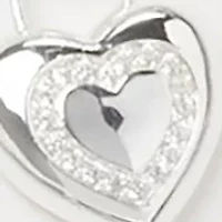 Lab Grown Silver Tone Bar and Heart Locket Duo Necklace Set