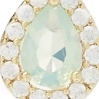 Gold Tone Cubic Zirconia Pear Halo Necklace and Earrings Set