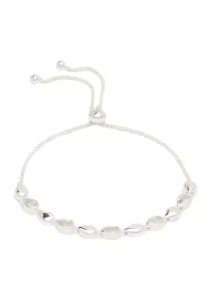 Gold Tone Cubic Zirconia Pear Stone Adjustable Bracelet