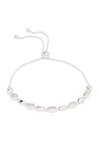 Gold Tone Cubic Zirconia Pear Stone Adjustable Bracelet