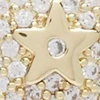 Lab Grown Gold Tone Cubic Zirconia Pavé Puff Heart Locket Necklace