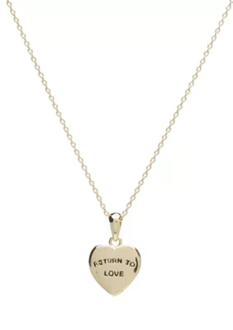 Lab Grown Gold Tone Cubic Zirconia Pavé Puff Heart Locket Necklace