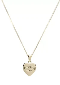 Lab Grown Gold Tone Cubic Zirconia Pavé Puff Heart Locket Necklace
