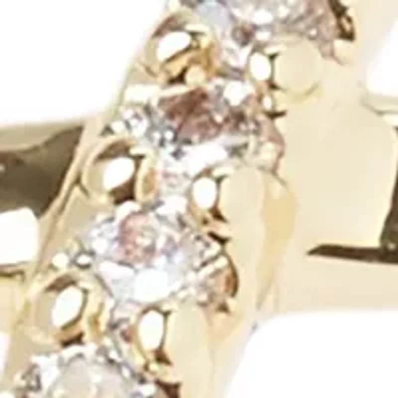 Gold Tone Cubic Zirconia Pavé Cross Band Ring