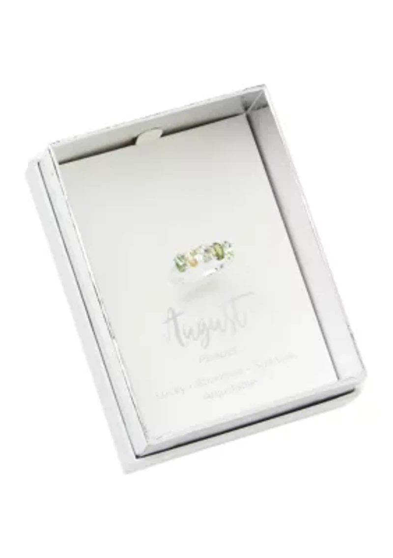 Silver Tone Five Stone Oval Birthstone Ring