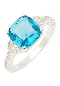 Silver Tone Cushion Stone Pavé Ring