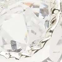 Silver Tone Cubic Zirconia Round Bezel Graduated Drop Earrings