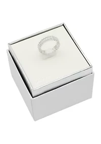 Silver Tone Cubic Zirconia Baguette Band Ring