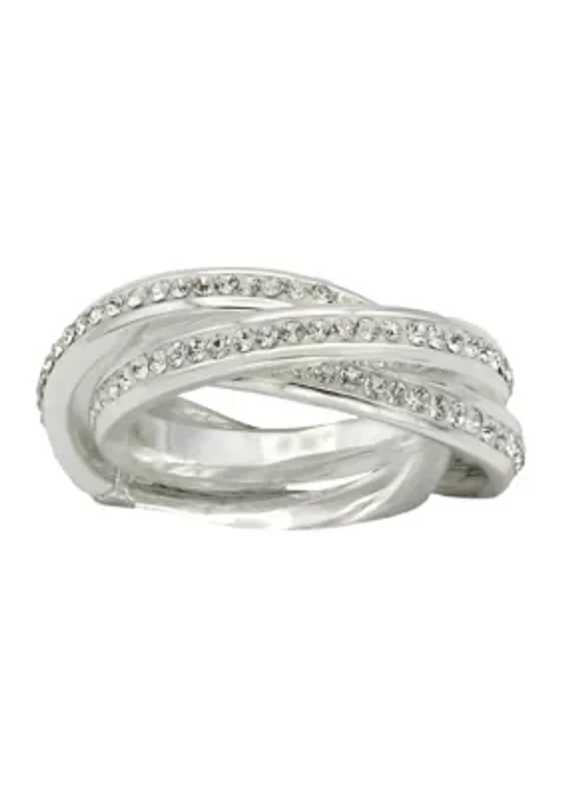 Silver Tone Interlocking Eternity 3 Band Ring