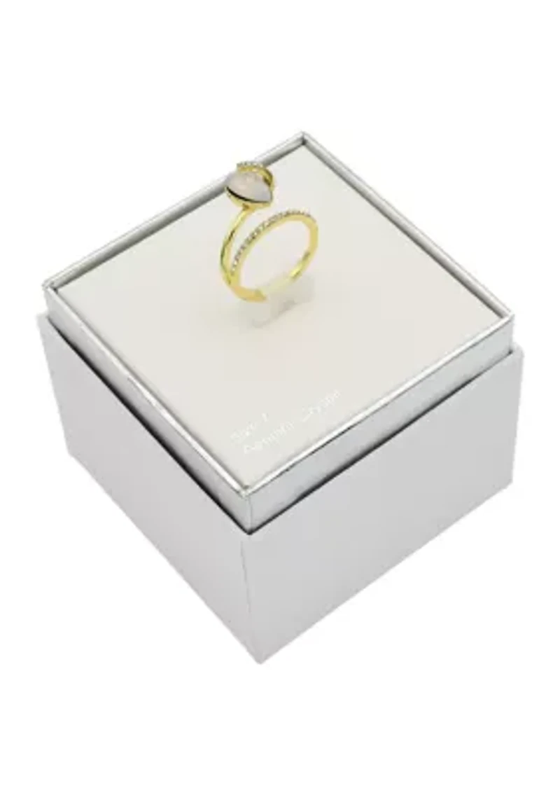 Gold Tone Opal Crystal Pavé Wrapped Band Ring