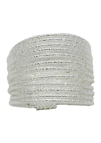 Silver Tone Textured Knuckle Band Ring