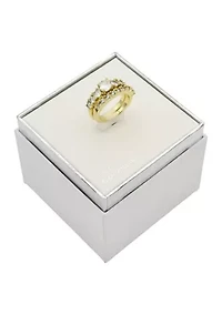 Gold Tone Cubic Zirconia Engagement Band Set