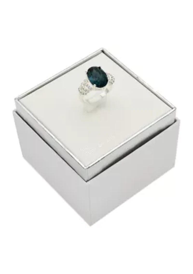 Blue Oval Stone Cubic Zirconia Wrap Band Ring