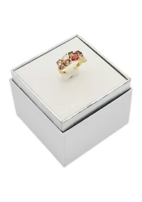 Lab Created Gold Tone Multi Stone Double Row Ring