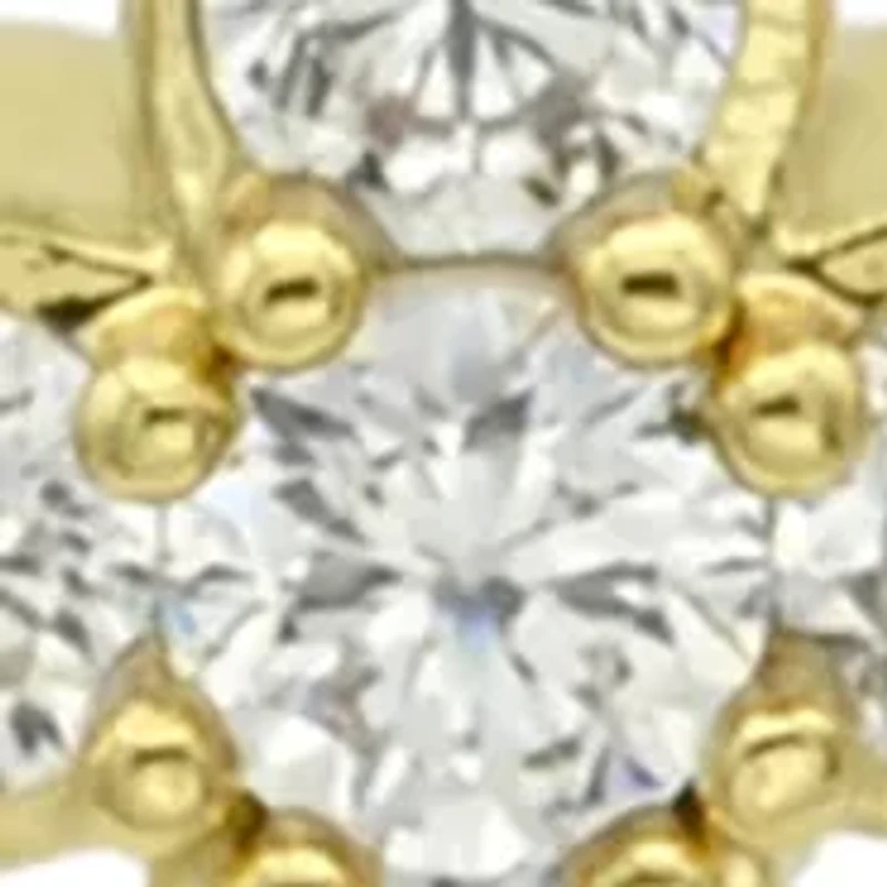 Gold Tone CZ Pave Cross Pendant Necklace