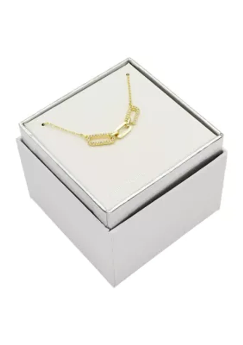 Gold Tone Cubic Zirconia Pavé Open Links Necklace