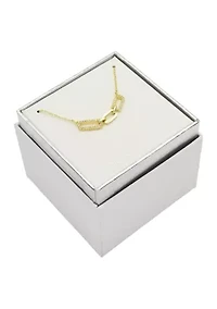 Gold Tone Cubic Zirconia Pavé Open Links Necklace