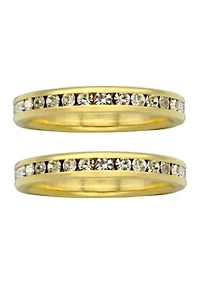 Lab Created Gold Tone Channel Set Eternity Band