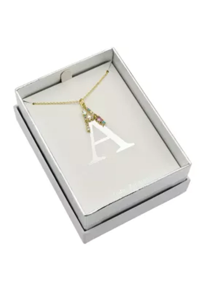 Lab Created Gold Tone Multi Cubic Zirconia Pavé Initial Necklace