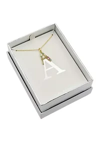 Lab Created Gold Tone Multi Cubic Zirconia Pavé Initial Necklace