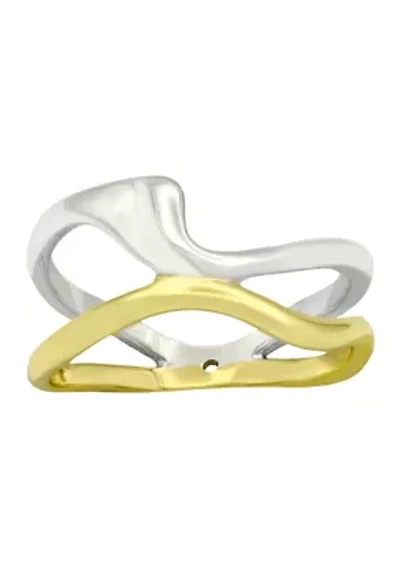 Two Tone Openwork Irregular Band Ring