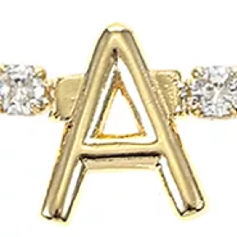 Lab Created Gold Tone Cubic Zirconia Initial Tennis Necklace