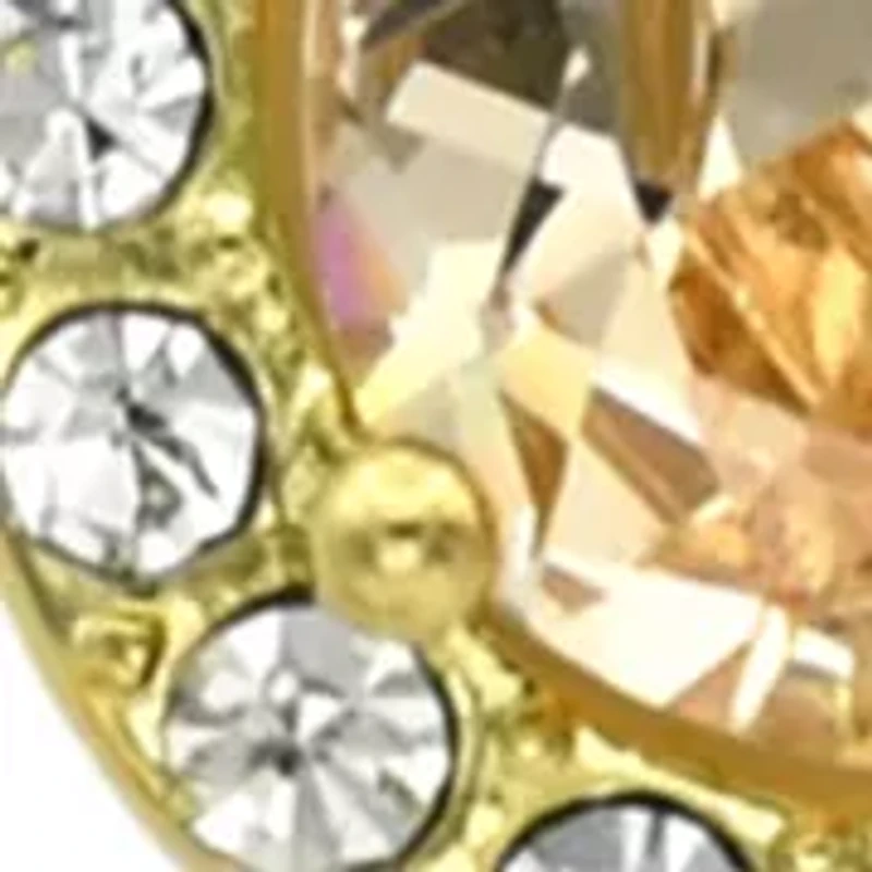 Gold Tone Champagne Pear Stone Cubic Zirconia Necklace and Earrings Set