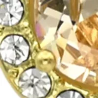 Gold Tone Champagne Pear Stone Cubic Zirconia Necklace and Earrings Set