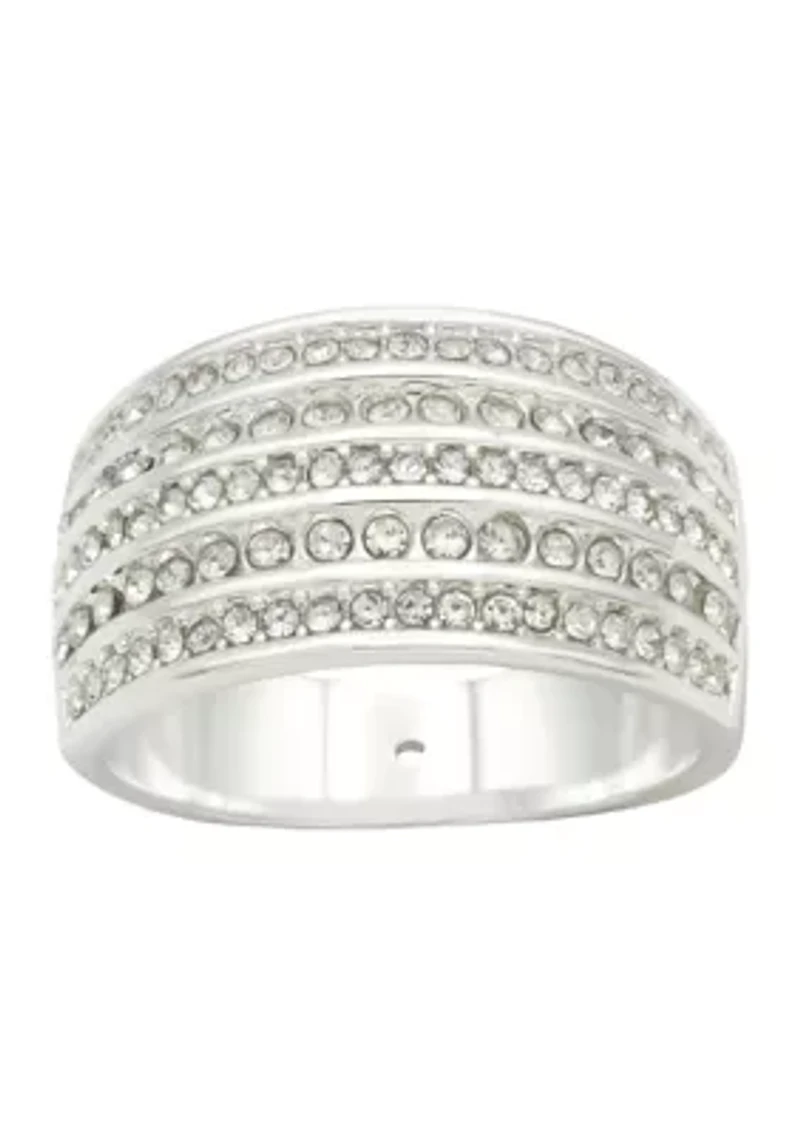Multi Row Pavé Cubic Zirconia Band Ring
