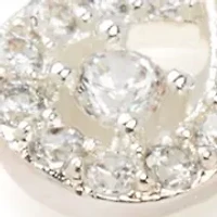 Silver Tone Cubic Zirconia Open Swirl Heart Pendant Necklace