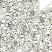 Lab Grown Silver Tone Pave CZ Triple Butterfly Pendant Necklace