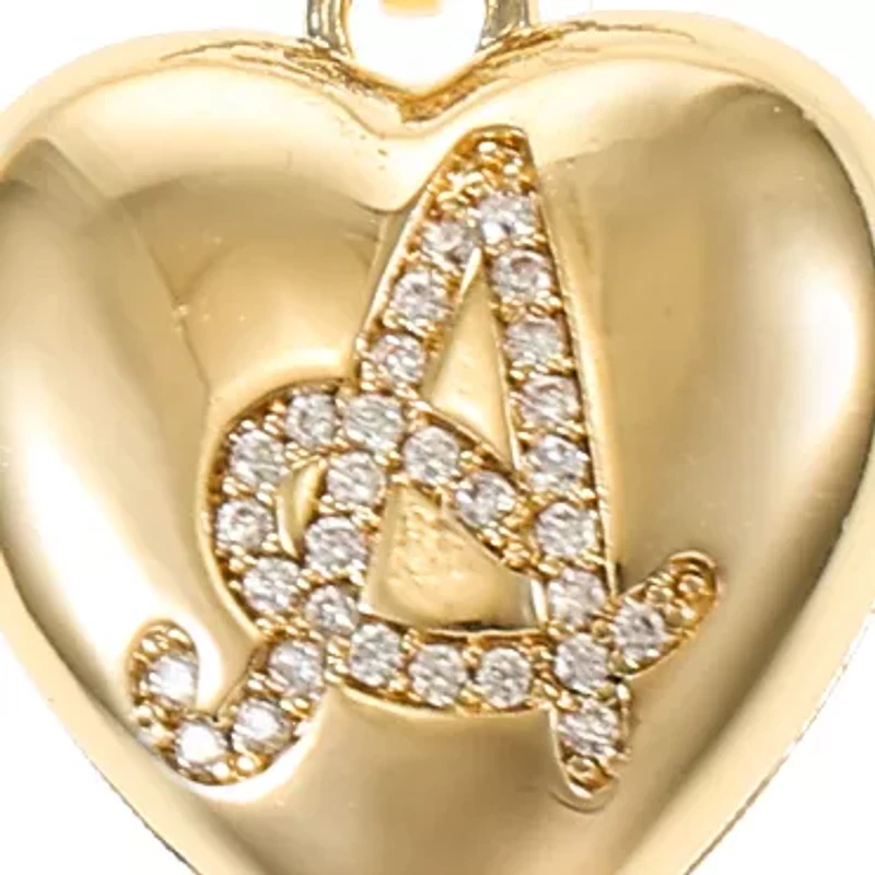 Gold Tone and Pavé Cubic Zirconia Initial Locket Pendant Necklace