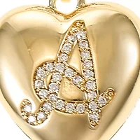 Gold Tone and Pavé Cubic Zirconia Initial Locket Pendant Necklace