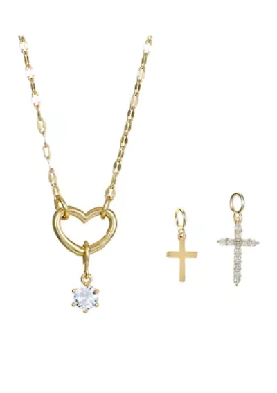 Lab Created Carabiner Faith Themed Interchangeable Charms Necklace