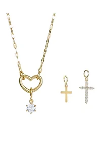 Lab Created Carabiner Faith Themed Interchangeable Charms Necklace