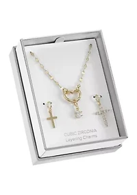 Lab Created Carabiner Faith Themed Interchangeable Charms Necklace