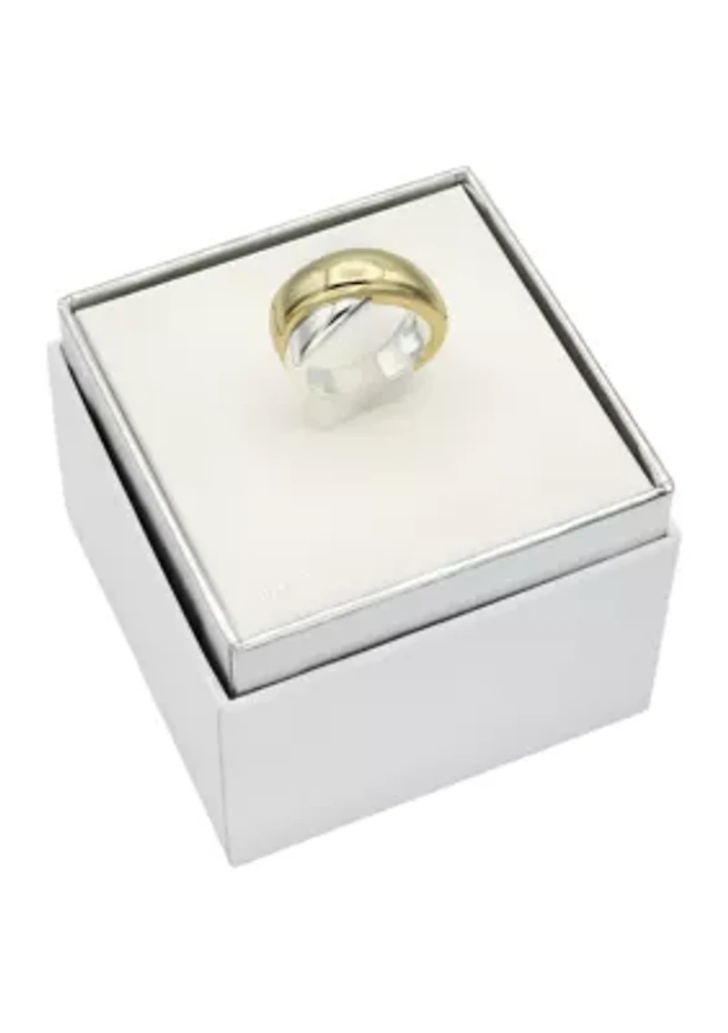 Two Tone Puffy X Polished Band Ring