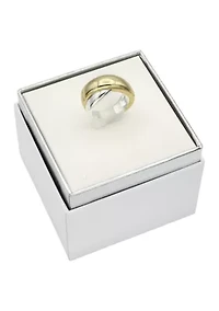 Two Tone Puffy X Polished Band Ring