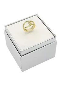 Gold Tone Open Interlocking Band Ring