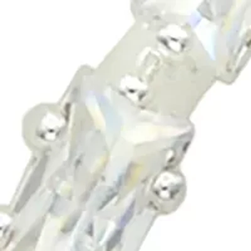 Lab Grown Silver Tone Open Pear Pendant Necklace